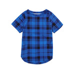 Christmas ' Family Christmas 2024' Letter Print Patterned Casual Long Sleeve Sweatshirts Blue Sleeve Contrast Tops and Blue Plaid Pants Family Matching Pajamas Sets With Dog Bandan