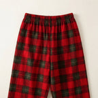 Family Matching Red and Green Plaid Button Up Long-sleeve Pajamas Sets