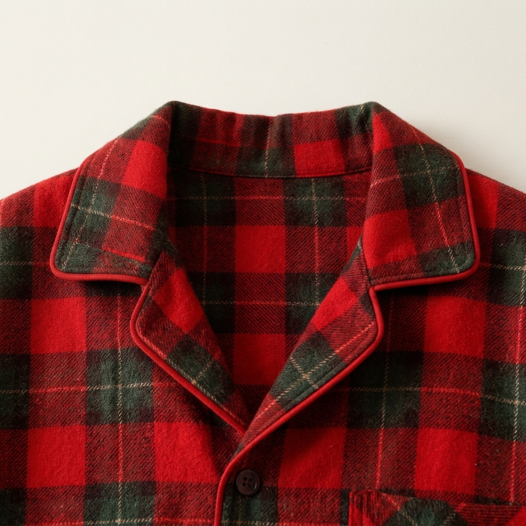 Family Matching Red and Green Plaid Button Up Long-sleeve Pajamas Sets