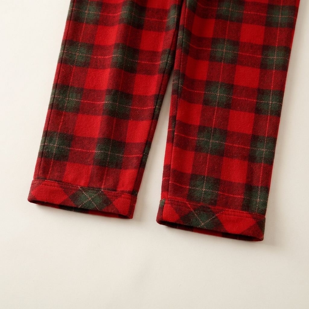 Christmas Family Matching Red and Green Plaid Button Up Long-sleeve Pajamas Sets
