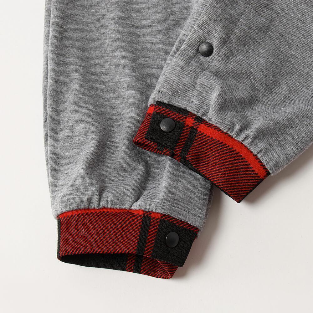 Christmas We are Family 2026 Letter Print Black & Red Plaid Family Matching Grey Pajamas With Dog