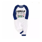 "Family Christmas 2024" Text Print Blue & Black Plaid Christmas Family Matching Pajamas