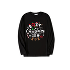 '2025 Christmas Crew'Text Pattern Black Long Sleeve Top