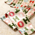 Colorful "HOHO" Letter Satin Matching Pajamas for Couples – Long Sleeve Button-Down Top & Pants Sleepwear Set