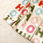 Colorful "HOHO" Letter Satin Matching Pajamas for Couples – Long Sleeve Button-Down Top & Pants Sleepwear Set