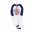 Santa Hat and "Family Christmas 2024" Text Print Blue & Black Plaid Christmas Family Matching Pajamas