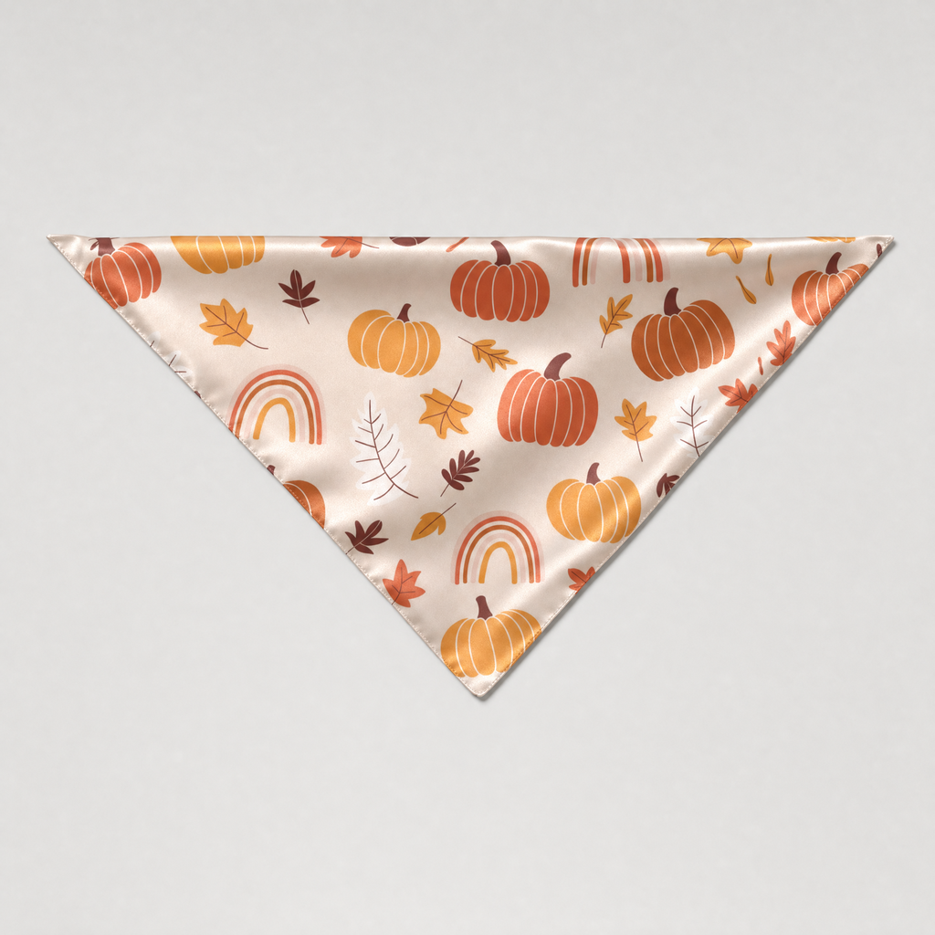 Autumn Pumpkin and Leaf Print Satin Button-Up Family Pajamas Set