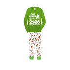 2026 Our Family Christmas Matching Pajamas - Green with Santa & Reindeer Pattern