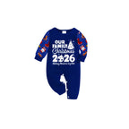 2026 Our Family Christmas Matching Pajamas - Blue with Santa Pattern