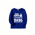 2026 Our Family Christmas Matching Pajamas - Blue with Santa Pattern