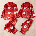 Santa Claus and "HO HO" Satin Matching Pajamas for Couples – Long Sleeve Button-Down Top & Pants Sleepwear Set