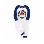 "Family Christmas 2024" Text and Santa Hat Print Blue & Black Plaid Christmas Family Matching Pajamas