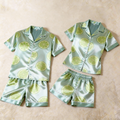 Silky Satin Green Tangerine Print Pajama Set ¨C Fresh Couple Sleepwear