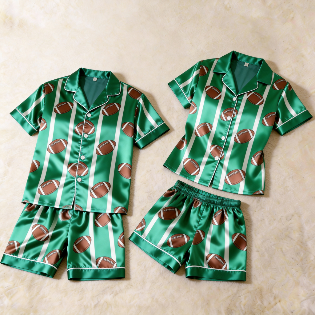 Silky Satin Whimsical Print Pajama Set ¨C Creative Couple Sleepwear