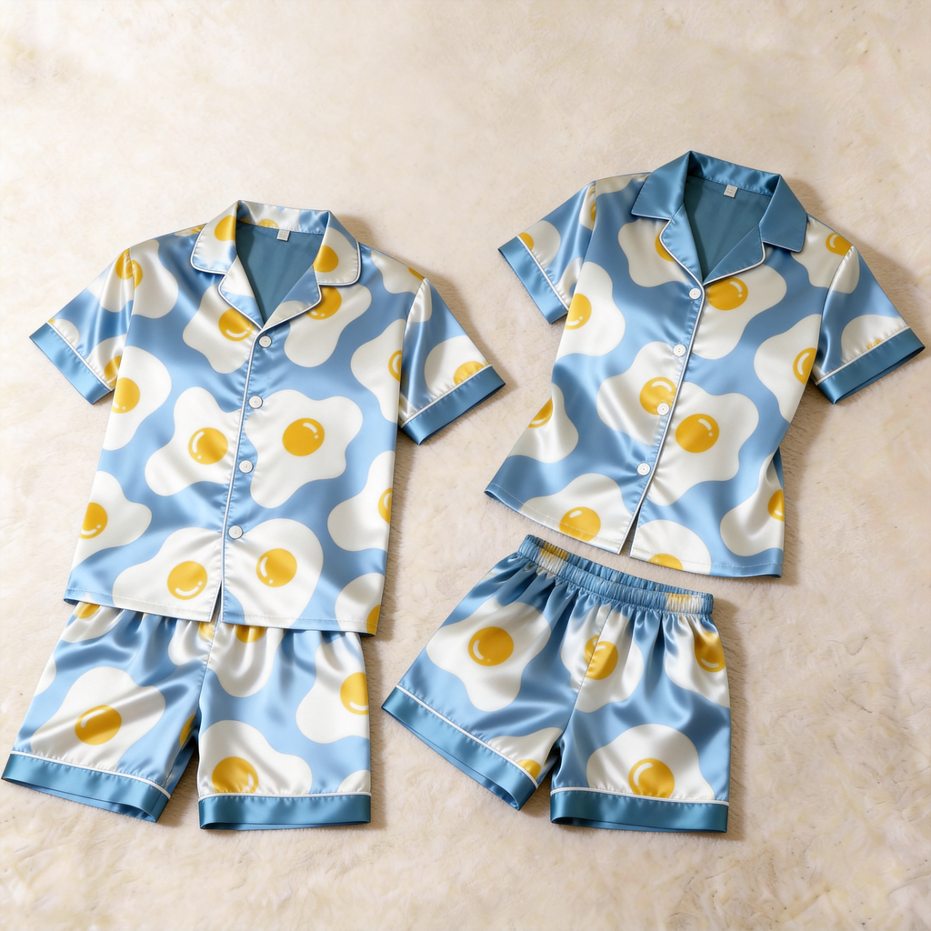 Satin Print Pajama Set ¨C Unique Couple Sleepwear