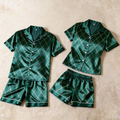 Satin Print Vintage Green Pajama Set ¨C Unique Couple Sleepwear