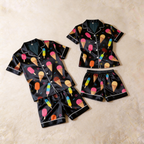Satin Artistic Print Pajama Set ¨C Unique Couple Sleepwear
