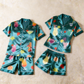 Silky Satin Juice Print Pajama Set ¨C Playful Couple Sleepwear