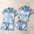 Elegant Satin Fun Print Solid Sleepwear ¨C Understated Luxury Couple Set