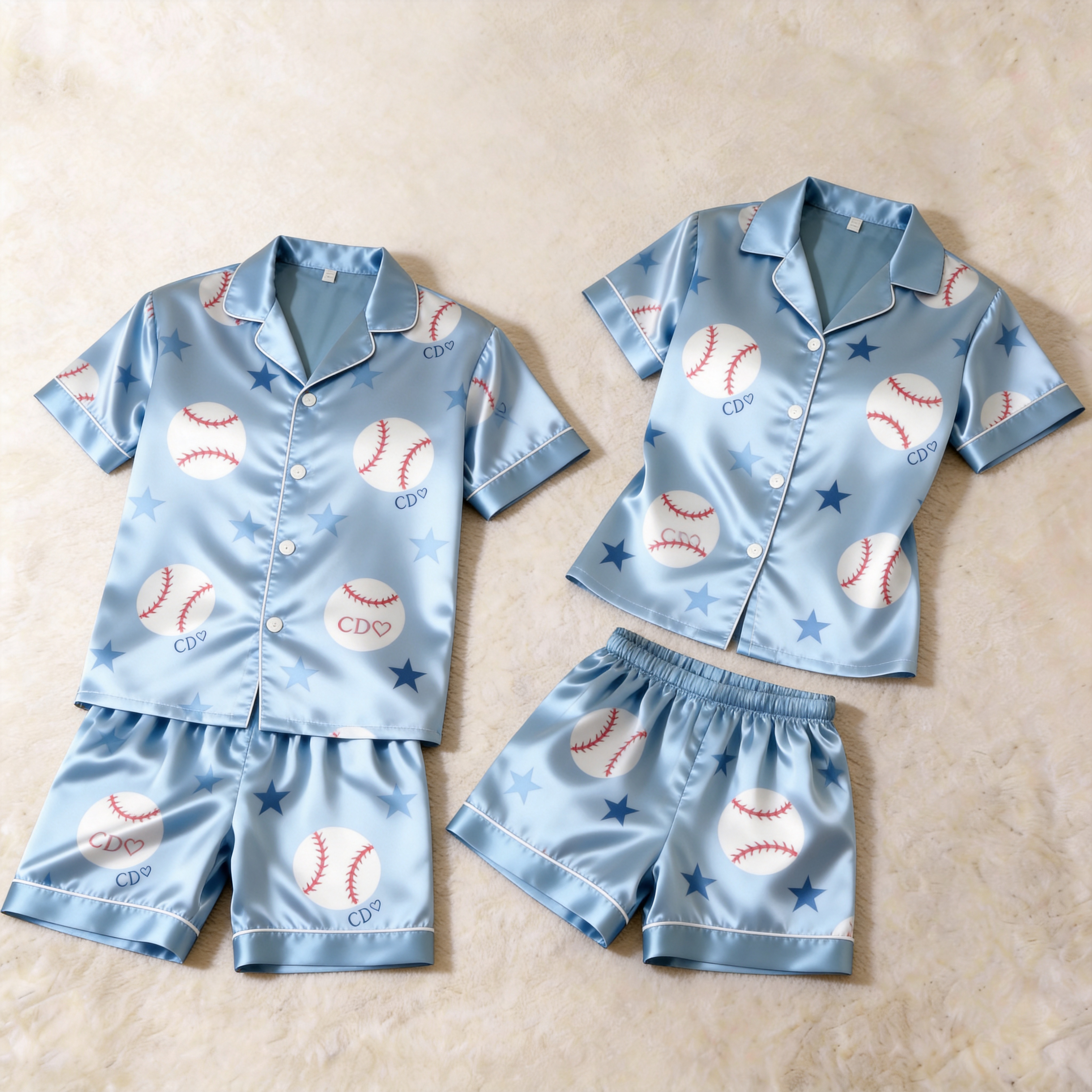 Elegant Satin Fun Print Solid Sleepwear ¨C Understated Luxury Couple Set