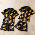 Fun Design Satin Solid Black Sleepwear ¨C Understated Luxury Couple Set