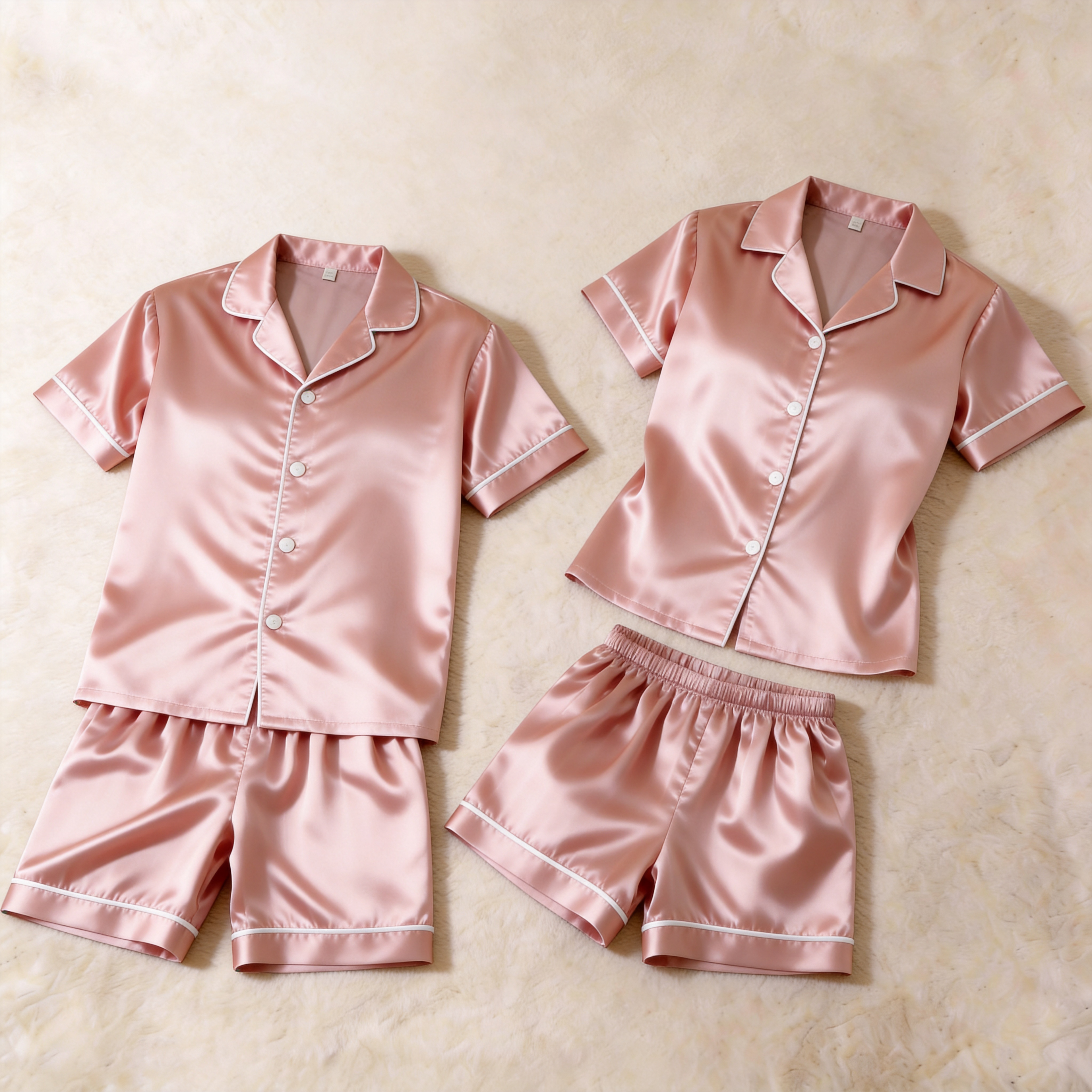 Elegant Pink Satin Sleepwear ¨C Understated Luxury Couple Set