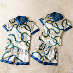 Line Art Design Satin Sleepwear ¨C Understated Luxury Couple Set