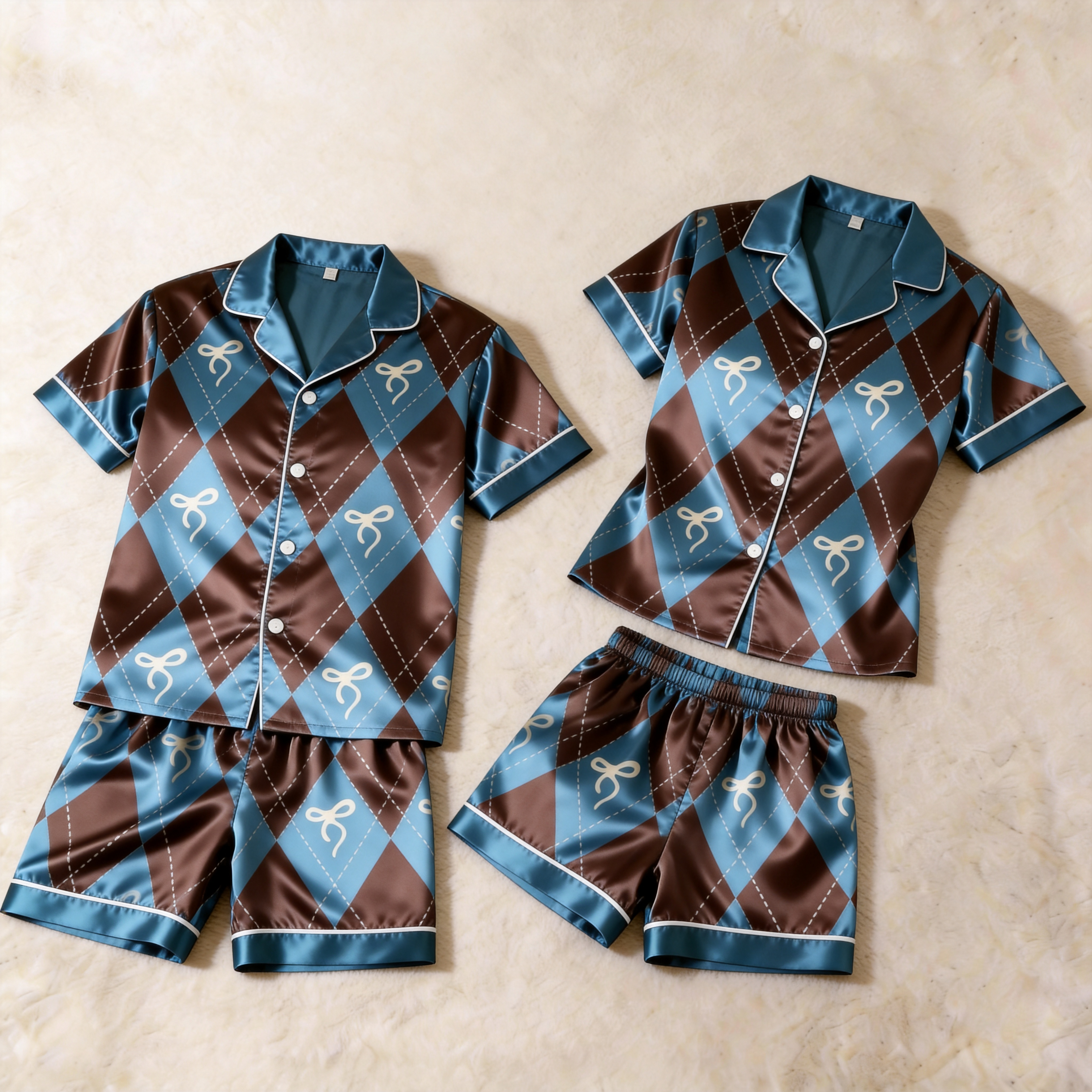 Elegant Vintage Satin Sleepwear ¨C Understated Luxury Couple Set