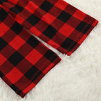Red and Black Plaid Christmas Pajamas Set with Snowman & Christmas Tree Print