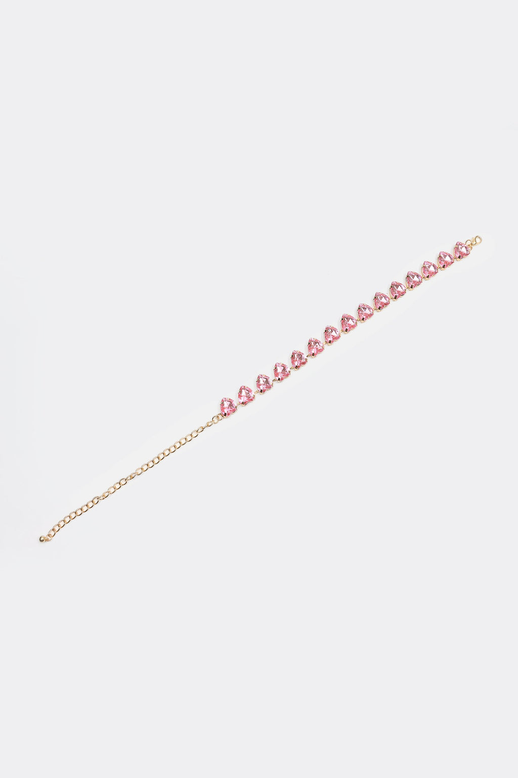 Stud Heart Shape Faux Pink Crystal Necklace