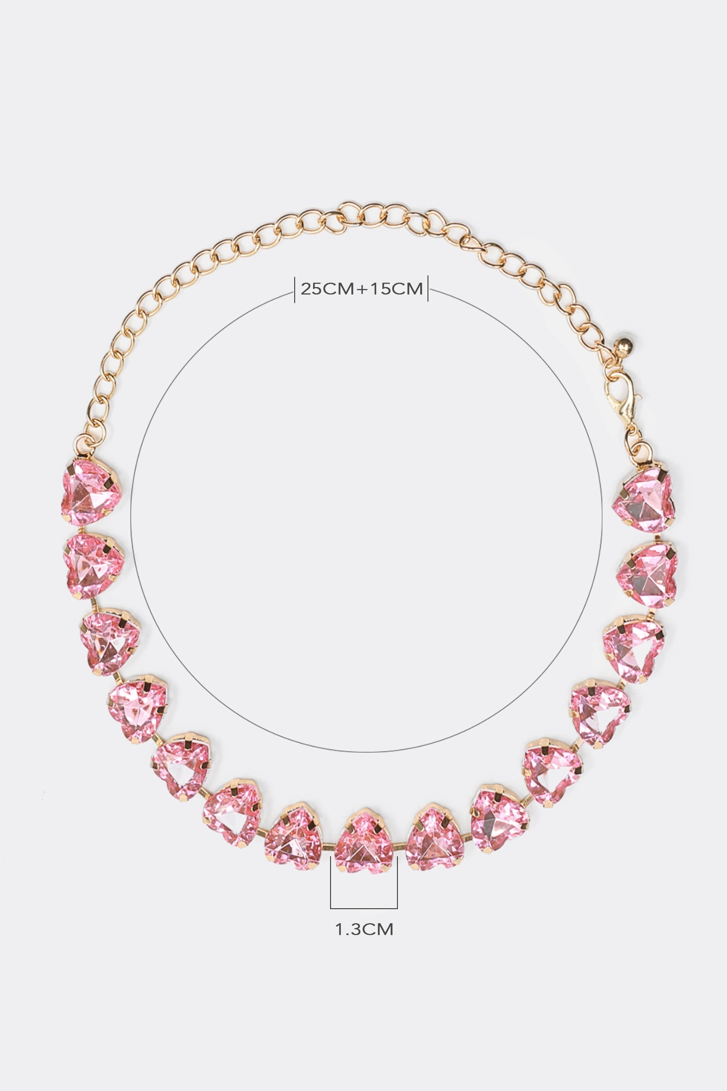 Stud Heart Shape Faux Pink Crystal Necklace