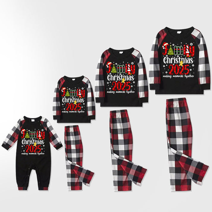 "Family Christmas 2025 Making Memories Together" Pattern Ⅲ- Red&Black&White Plaid  Matching Pajamas