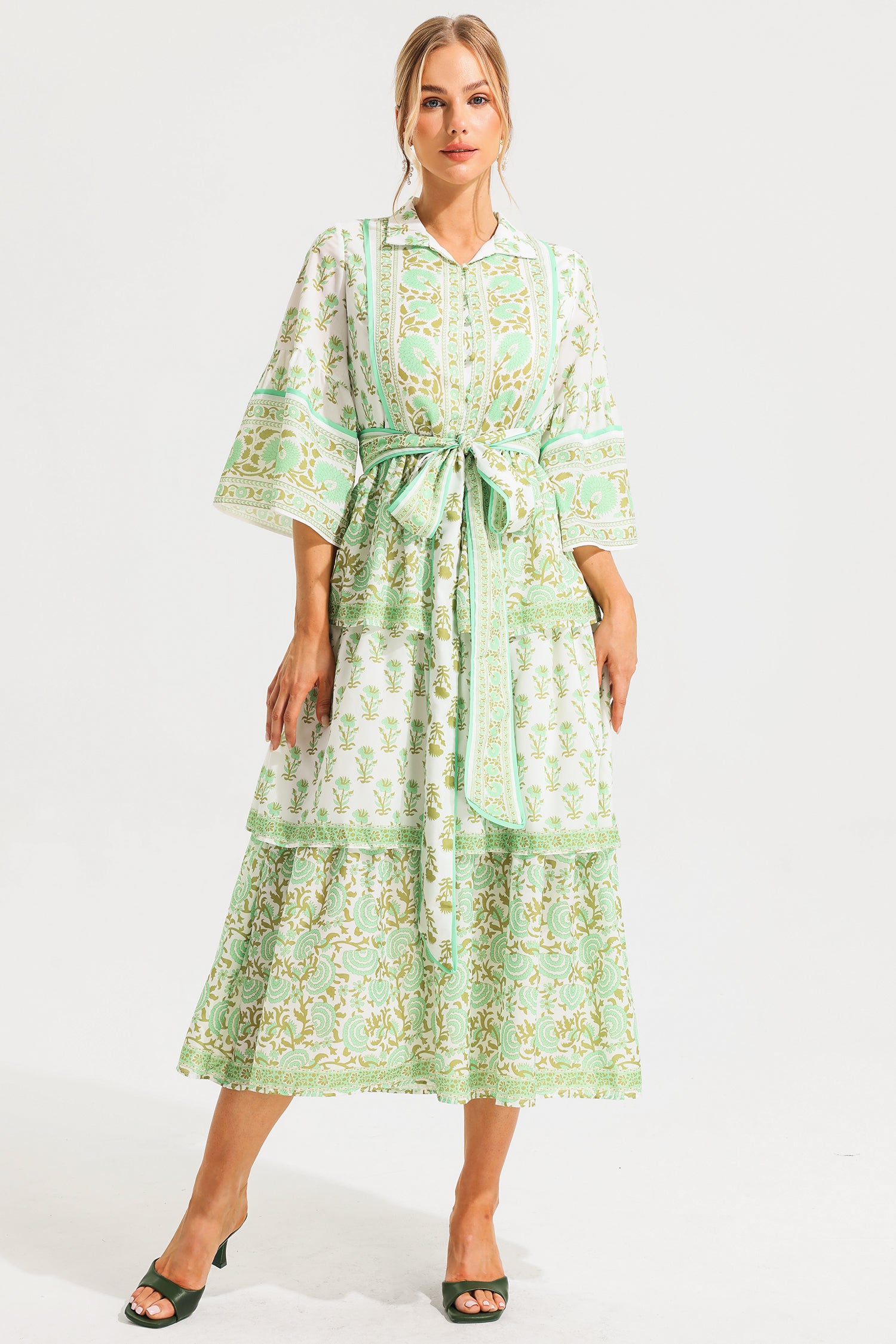 Paisley Single Breasted Midi Dress