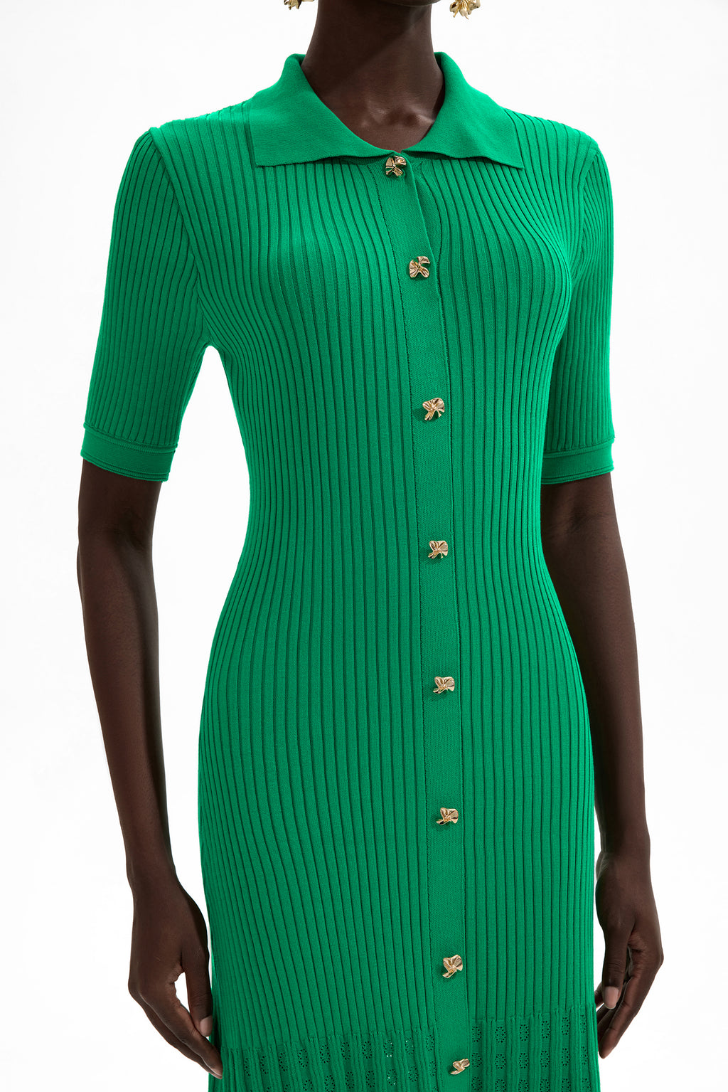 Jersey Flapped Metal Button Midi Dress