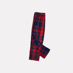 "Family Christmas 2026" Text and Santa Hat Prints Blue Long Sleeves Top with Red and Blue Plaid Pants Christmas Matching Pajamas