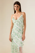 Floral Lace Frill Midi Dress