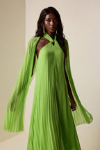 Chiffon Pleated Knotted Maxi Dress