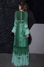 Ombre Chiffon Ruffle Maxi Dress