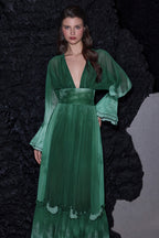 Ombre Chiffon Ruffle Maxi Dress