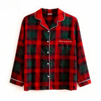 Couple Red and Green Plaid Button Up Pajamas Sets
