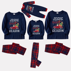 Navy & Red Plaid Christmas Pajamas Set With "Jesus is the Reason for the Season" Text Print