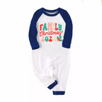 Christmas ' Family Christmas 2024' Letter Print Patterned Casual Long Sleeve Sweatshirts Blue Sleeve Contrast Tops and Blue Plaid Pants Family Matching Pajamas Sets With Dog Bandan
