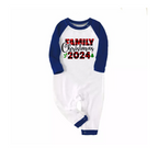 "Family Christmas 2024" Text Plaid Print Blue & Black Plaid Christmas Family Matching Pajamas