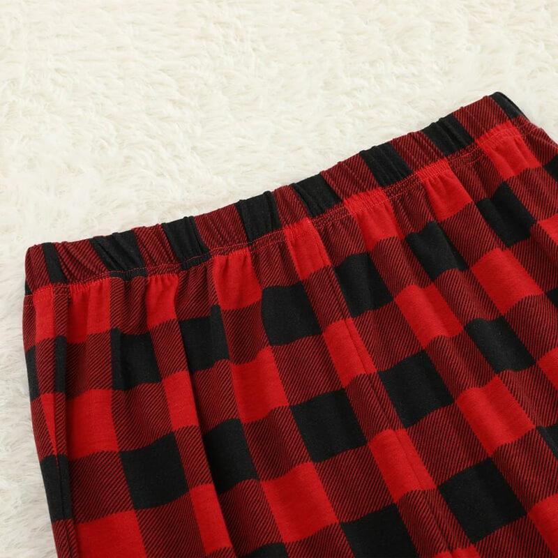 "2026 Family Christmas" Text Print Black & Red Plaid Christmas Matching Pajamas