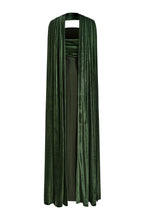 Off-Shoulder Slit Maxi Dress With Velvet Cape