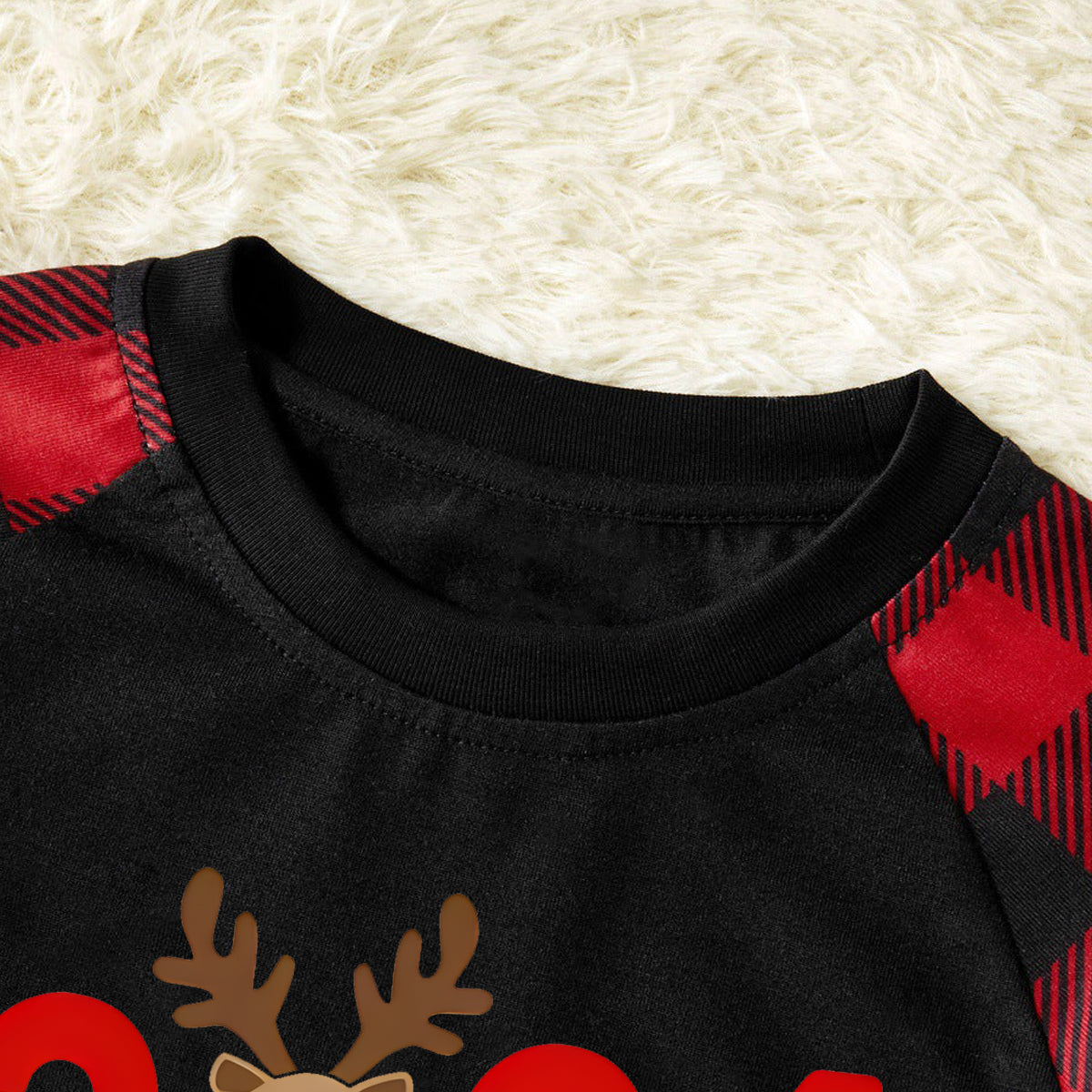 "2026 Family Christmas" Moose Letter Prints Black & Red Plaid Family Matching Black Pajamas