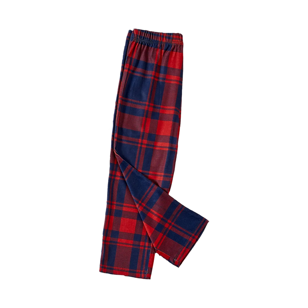 Cute "Family Christmas 2026" Pattern Printed Red and Blue Plaid Christmas Matching Pajamas