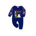 Cozy Blue Christmas Pajamas Set With Grinch and Snowman Print