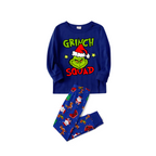 Grinch Squad Family Christmas Pajamas - Blue Santa Pattern