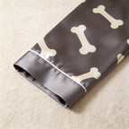 Dark Grey Bone Print Satin Button-Up Family Halloween Pajamas Set